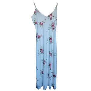 Y2K Baby Doll Maxi Slip Dress Size Small Cream Color Floral Pattern Coquette